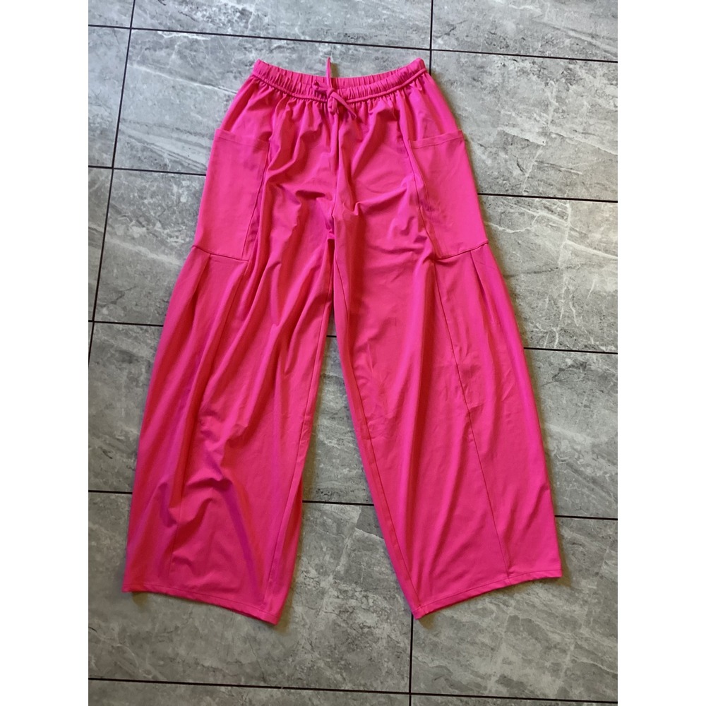 Halara Hot Pink Wide Leg Cargo Pants Drawstring Elastic Waist Womens Small